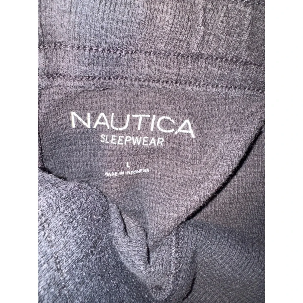 Nautica Jogger‎ Pajama Pants Mens L Gray Excellent Waffle Knit Thermal Sleepwear